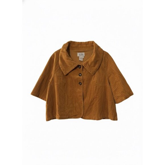 Live A Little Vtg Mustard Yellow Bolero Wide Wale Corduroy Jacket Sz XL Cropped - Picture 1 of 4